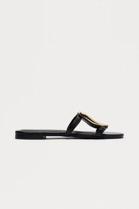 Sandalia negra con dorado