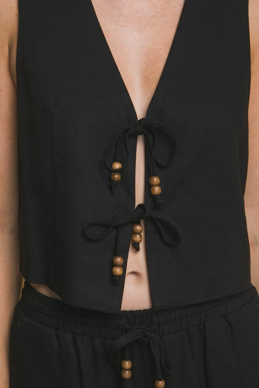 Chaleco lino negro