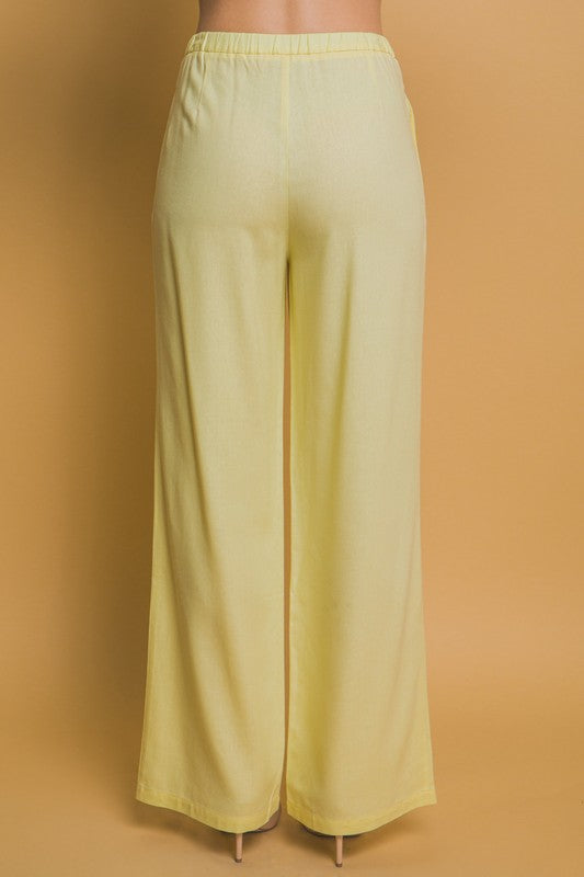Pantalón lino botón lima