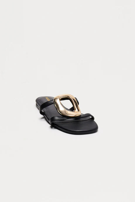 Sandalia negra con dorado