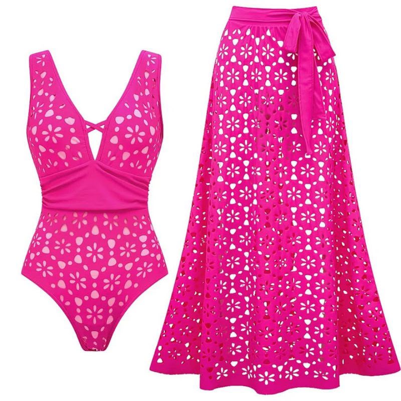 Set de Traje de Baño Enterizo Rosa