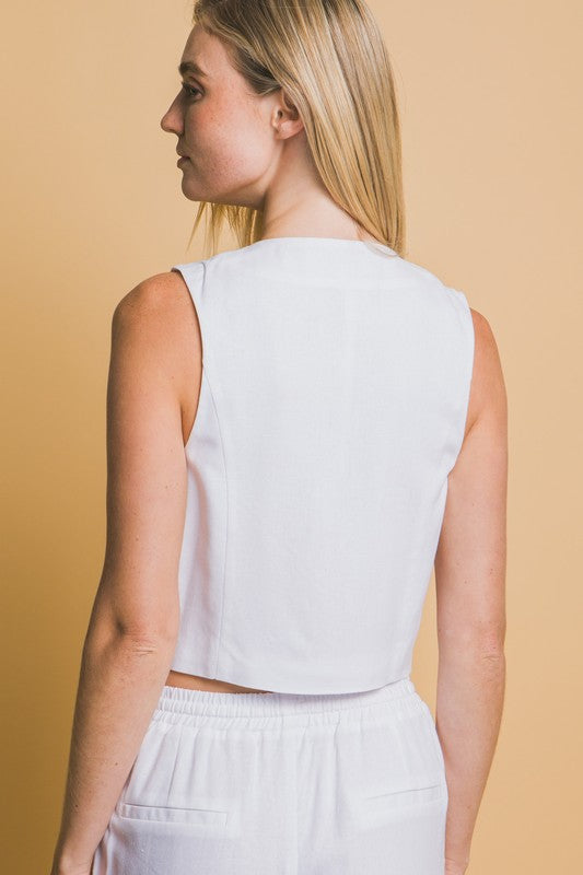 Chaleco lino blanco