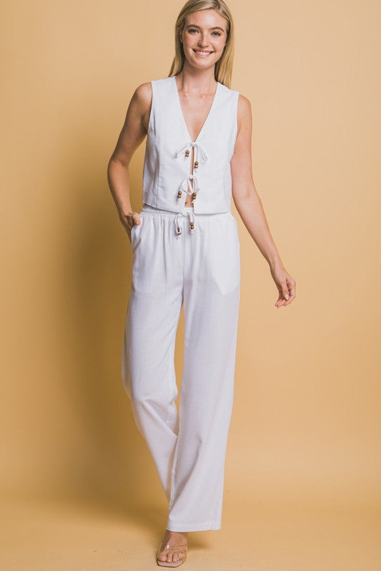 Chaleco lino blanco