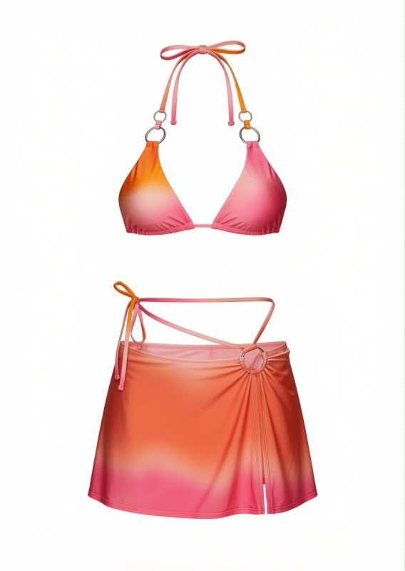 Set de baño rosa con naranja