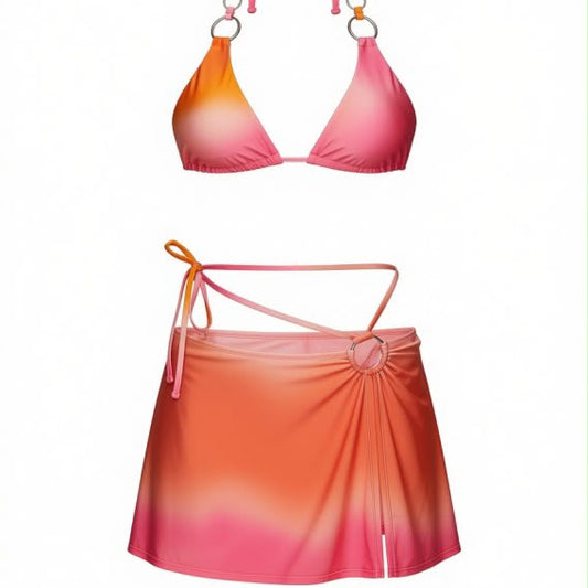 Set de baño rosa con naranja